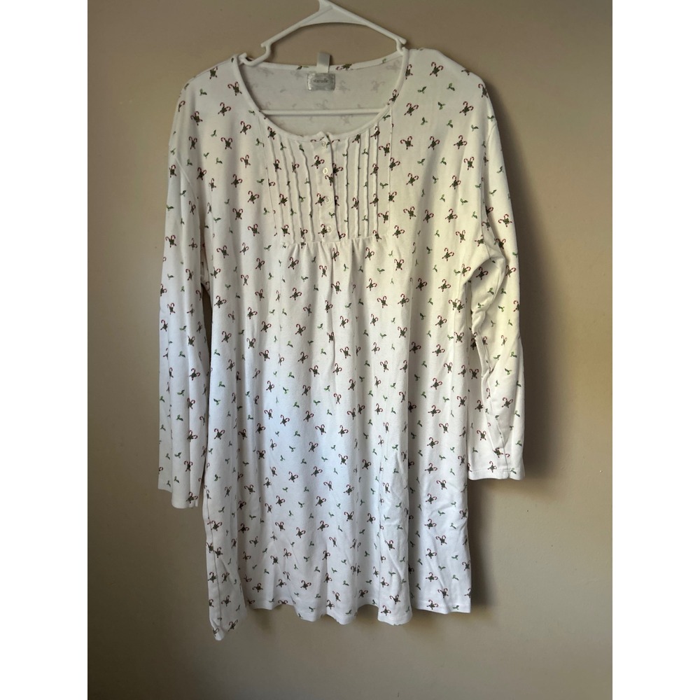 Starialle L Christmas Holiday‎ Candy Cane Nightgown Sleep Shirt Loungewear Cozy